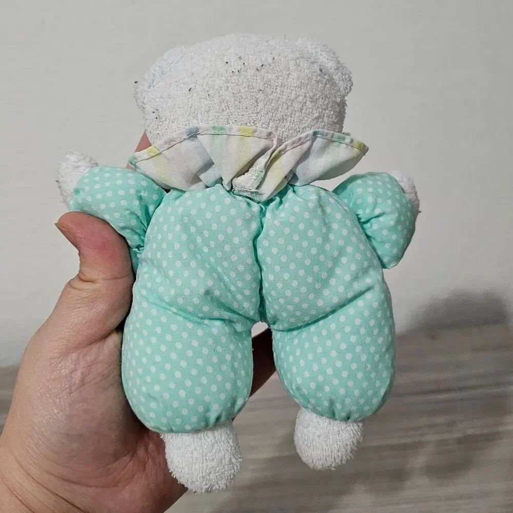 Kids Gift Green Blue Pastel Teddy Bear White Terry Clown Vintage